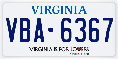 VA license plate VBA6367