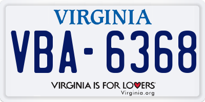 VA license plate VBA6368