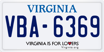 VA license plate VBA6369