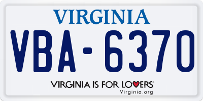 VA license plate VBA6370