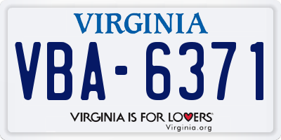 VA license plate VBA6371