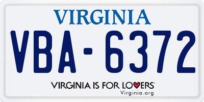 VA license plate VBA6372