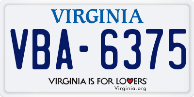 VA license plate VBA6375
