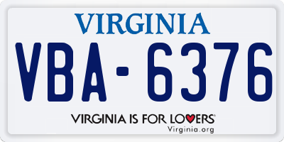 VA license plate VBA6376