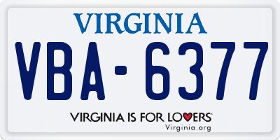 VA license plate VBA6377