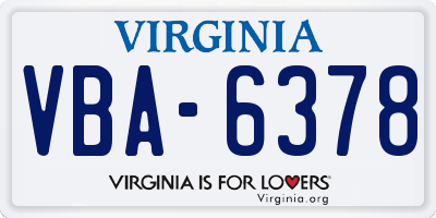 VA license plate VBA6378