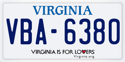 VA license plate VBA6380