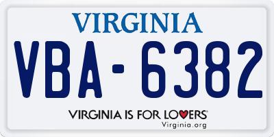 VA license plate VBA6382