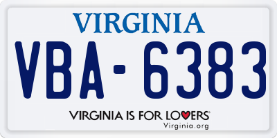 VA license plate VBA6383
