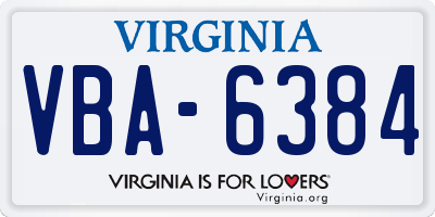 VA license plate VBA6384