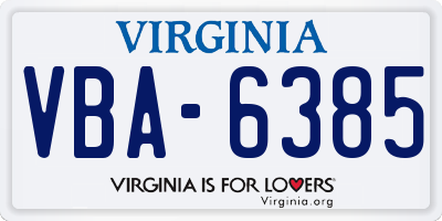 VA license plate VBA6385