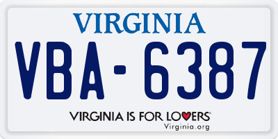 VA license plate VBA6387
