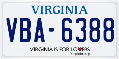 VA license plate VBA6388