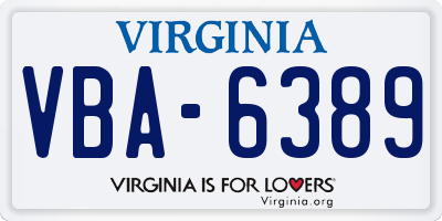 VA license plate VBA6389