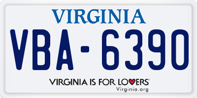 VA license plate VBA6390