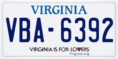 VA license plate VBA6392