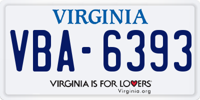 VA license plate VBA6393