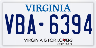 VA license plate VBA6394