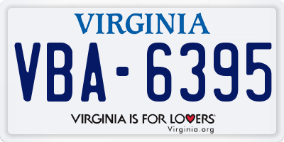 VA license plate VBA6395