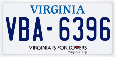 VA license plate VBA6396