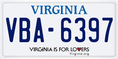 VA license plate VBA6397