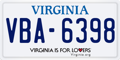 VA license plate VBA6398