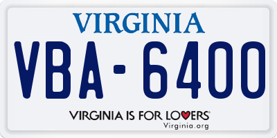 VA license plate VBA6400
