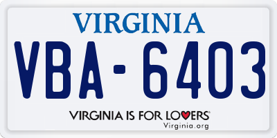 VA license plate VBA6403
