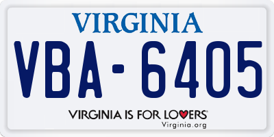 VA license plate VBA6405