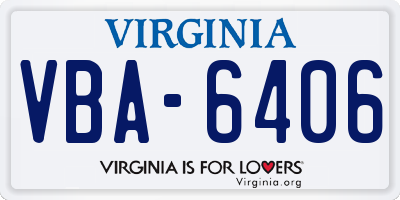 VA license plate VBA6406