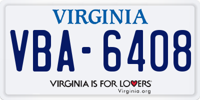 VA license plate VBA6408