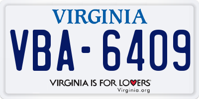 VA license plate VBA6409