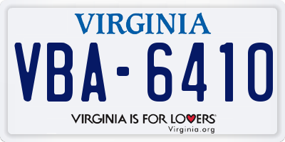 VA license plate VBA6410