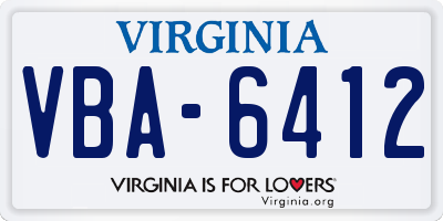 VA license plate VBA6412