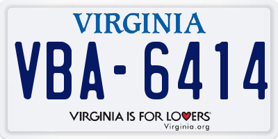 VA license plate VBA6414