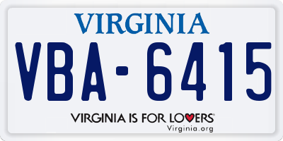 VA license plate VBA6415
