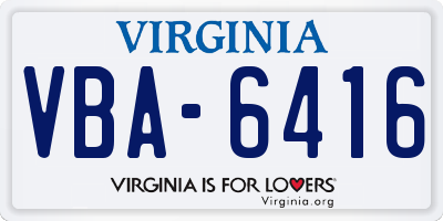 VA license plate VBA6416