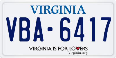 VA license plate VBA6417