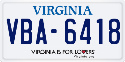 VA license plate VBA6418