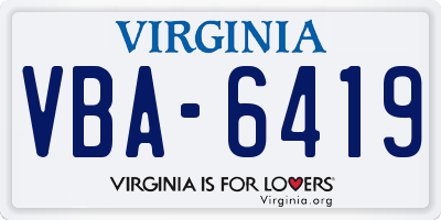 VA license plate VBA6419