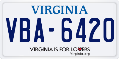 VA license plate VBA6420
