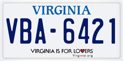 VA license plate VBA6421