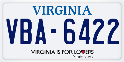 VA license plate VBA6422