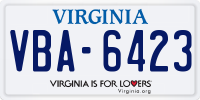 VA license plate VBA6423