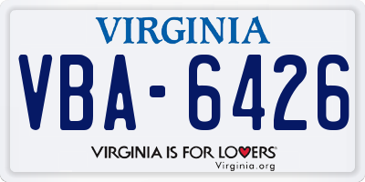VA license plate VBA6426