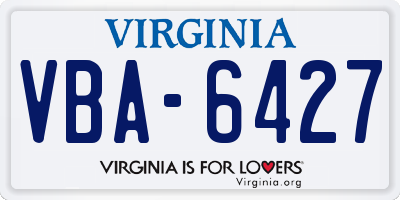 VA license plate VBA6427