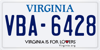 VA license plate VBA6428