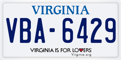 VA license plate VBA6429