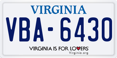 VA license plate VBA6430