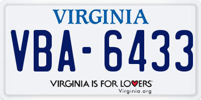 VA license plate VBA6433